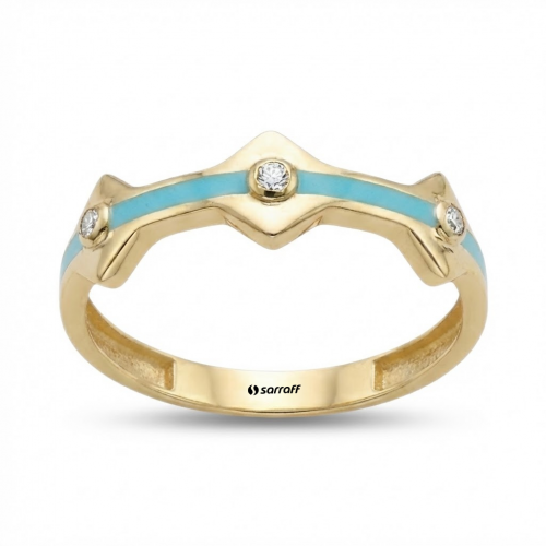14 Ayar Altın Aqua Marin – Taç Yüzük