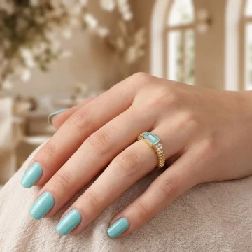 14 Ayar Altın Aqua Marin – Resif Yüzük