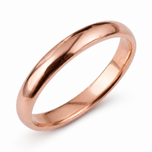 14 Ayar 3mm Rose Altın Bombeli Klasik Alyans