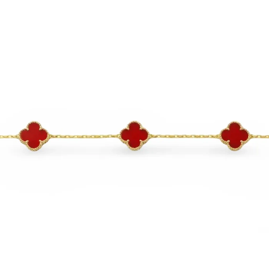 14 Ayar Altın Kırmızı Van Cleef Bileklik