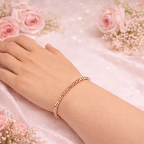 14 Ayar Rose Altın Kelebek Detaylı Tasarım Bileklik