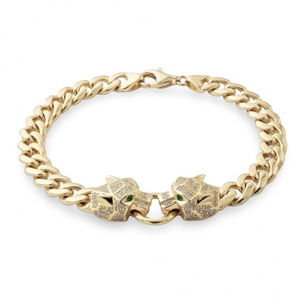 14 Ayar Çift Panter Başlı Tasarım Bileklik