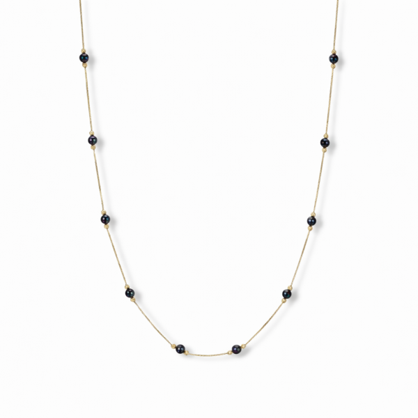 14 Ayar Altın Aralıklı Taşlı Altın Kolye