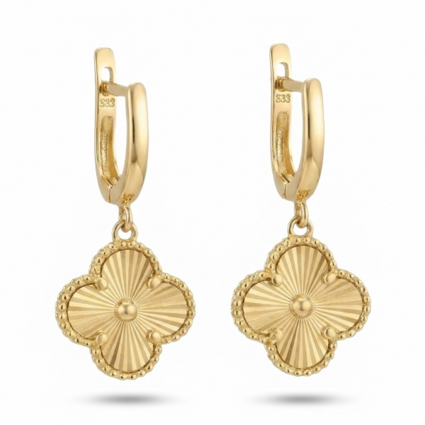 14 Ayar Altın Yonca Figürlü Küpe