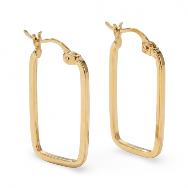 14 Ayar Altın Dikdörtgen Formlu Küpe