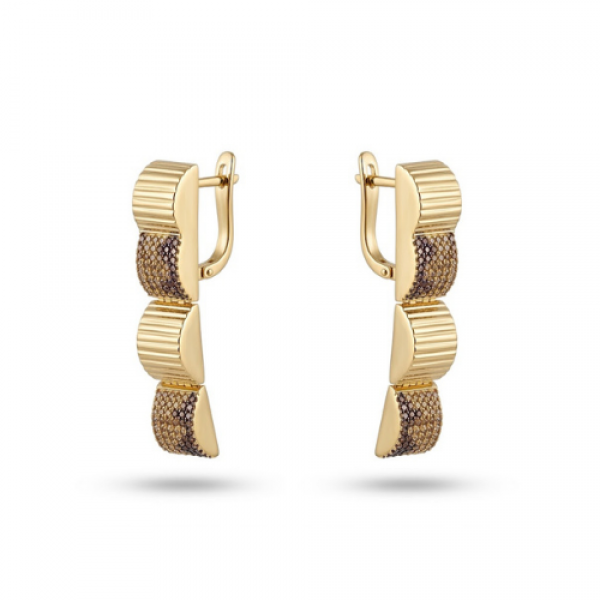 14 Ayar Altın İtalyan Kraliyet Işıltısı Tasarım Küpe - Set 3