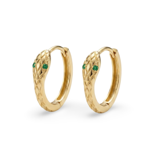 14 Ayar Altın Yılan Motifli Tasarım Küpe