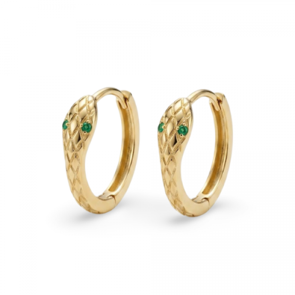 14 Ayar Altın Yılan Motifli Tasarım Küpe