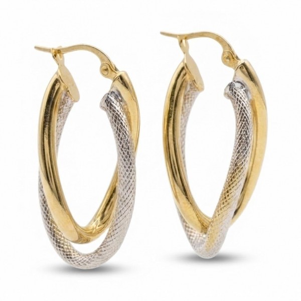 14 Ayar Altın Modern Örgü Küpe