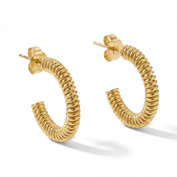 14 Ayar Altın Burgu Dokulu Küpe