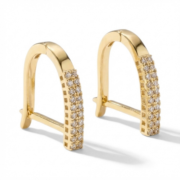 14 Ayar Altın Taşlı Küpe