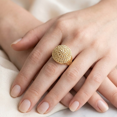 14 Ayar Altın İtalyan Kubbe Motifli Tasarım Yüzük