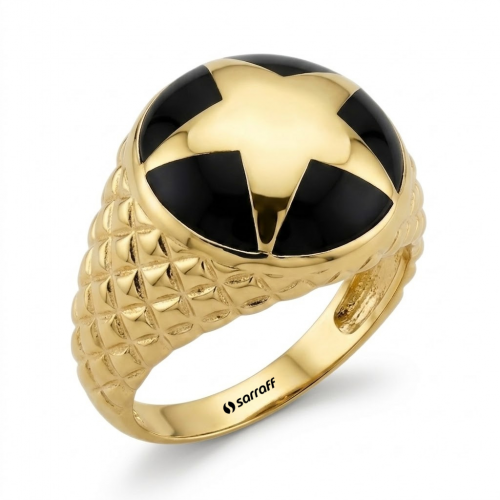 14 Ayar Altın Stardust Solo Mührü Erkek Yüzük