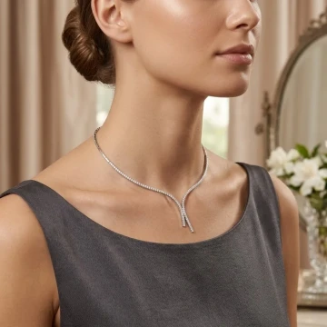 14 Ayar Altın Elegance V Tasarım Kolye - Set 2