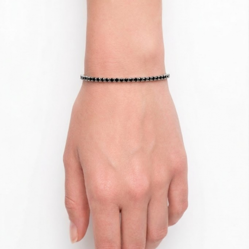 7,29 Karat Pırlanta Siyah Taşlı Su Yolu Bileklik