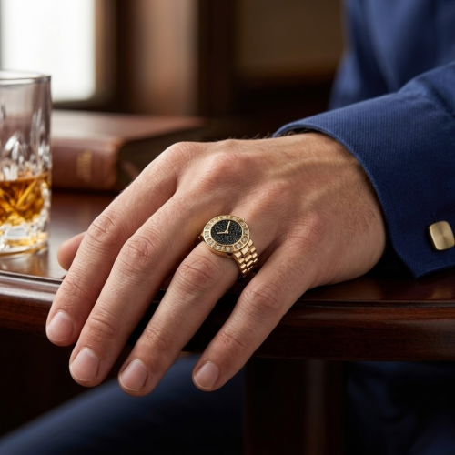 0,55 Karat Pırlanta Saat Tasarım Erkek Yüzük