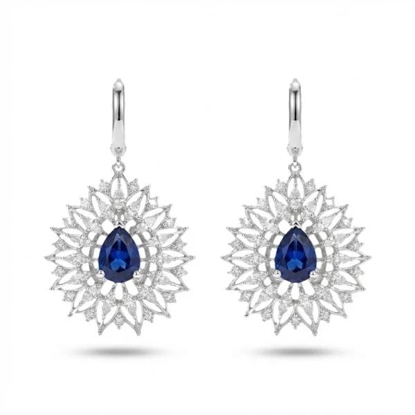 0,30 Karat Pırlanta Safir Küpe 0,30 Karat Pırlanta Safir Küpe