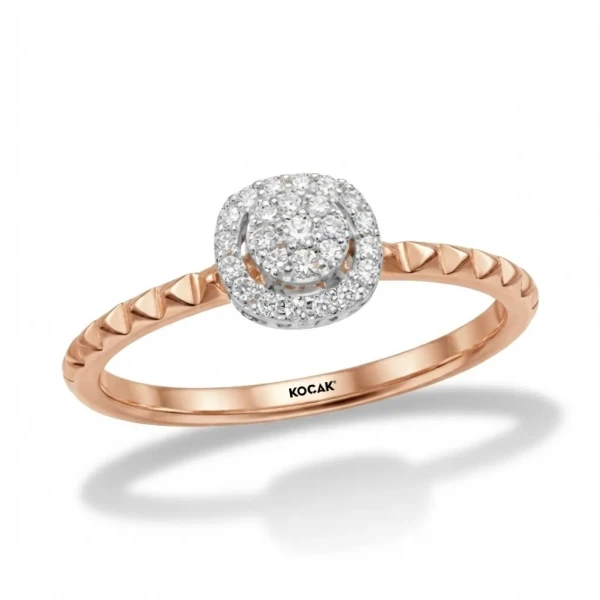 0,19 Karat Rose Pırlanta Cartier  Yuvarlak Baget Yüzük