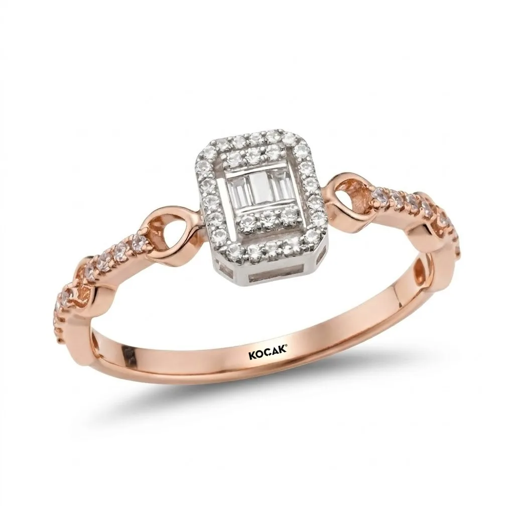0,24 Karat Rose Pırlanta Cartier Dikdörtgen Baget Yüzük