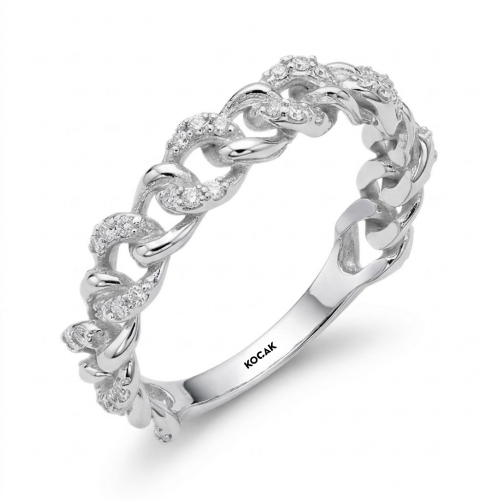 0,21 Karat Pırlanta Zincir Motifli Tasarım Yüzük