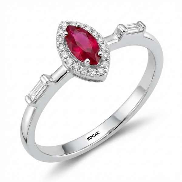 0,40 Karat Pırlanta Yakut Taşlı Yüzük