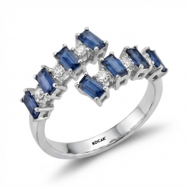 1,82 Karat Pırlanta Safir Tasarım Yüzük