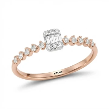 0,28 Karat Rose Pırlanta Cartier Dikdörtgen Baget Yüzük