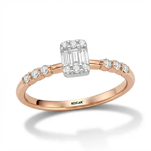 0,31 Karat Rose Pırlanta Cartier Dikdörtgen Baget Yüzük 0,31 Karat Rose Pırlanta Cartier Dikdörtgen Baget Yüzük