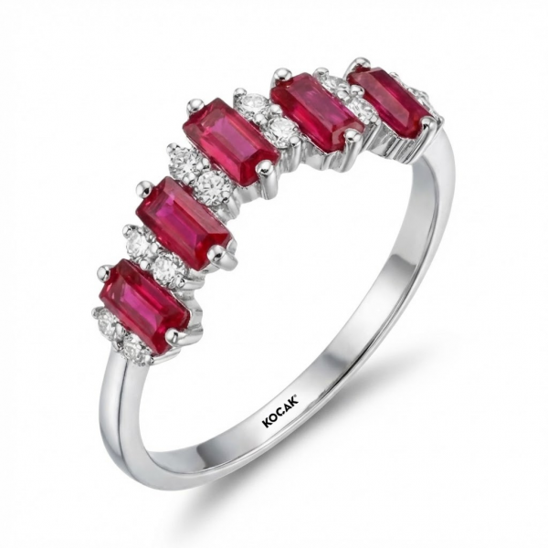 0,97 Karat Pırlanta Yakut Taşlı Yüzük