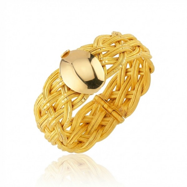 22 Ayar Altın İçiboş Örgü Fantezi Bilezik