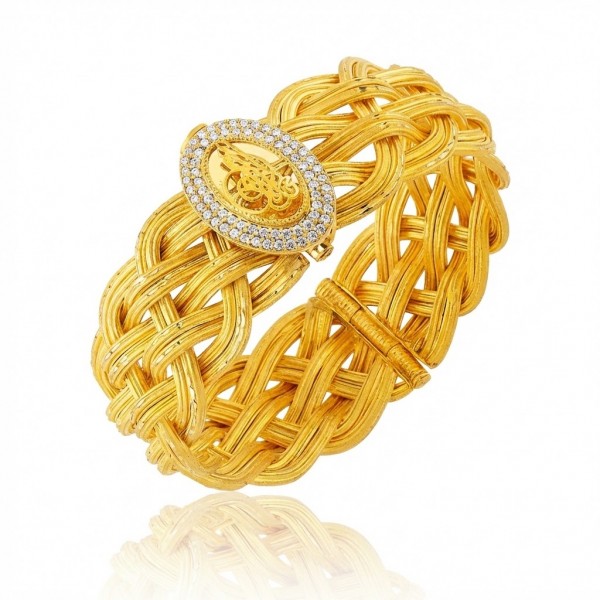 22 Ayar Altın İçiboş Örgü Fantezi Bilezik