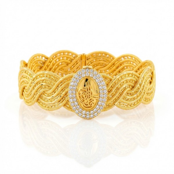 22 Ayar Altın İçiboş Örgü Fantezi Bilezik