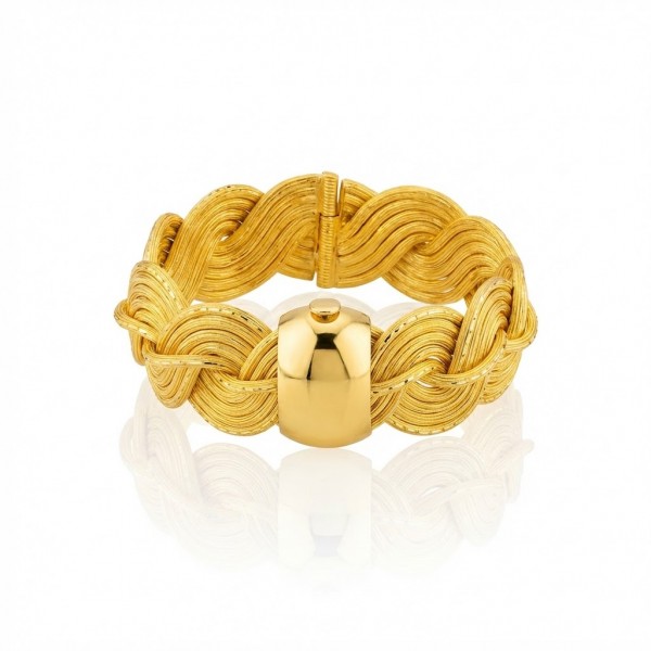 22 Ayar Altın İçiboş Örgü Fantezi Bilezik