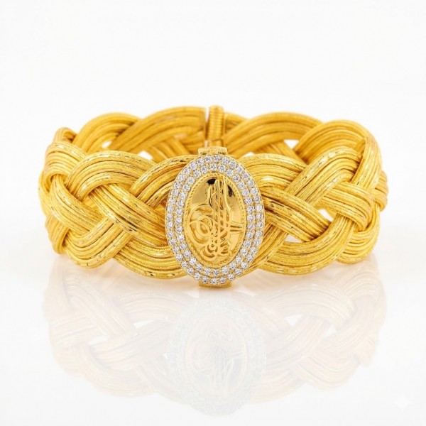 22 Ayar Altın İçiboş Örgü Fantezi Bilezik