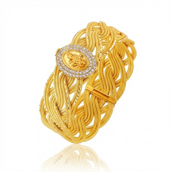 22 Ayar Altın İçiboş Örgü Fantezi Bilezik