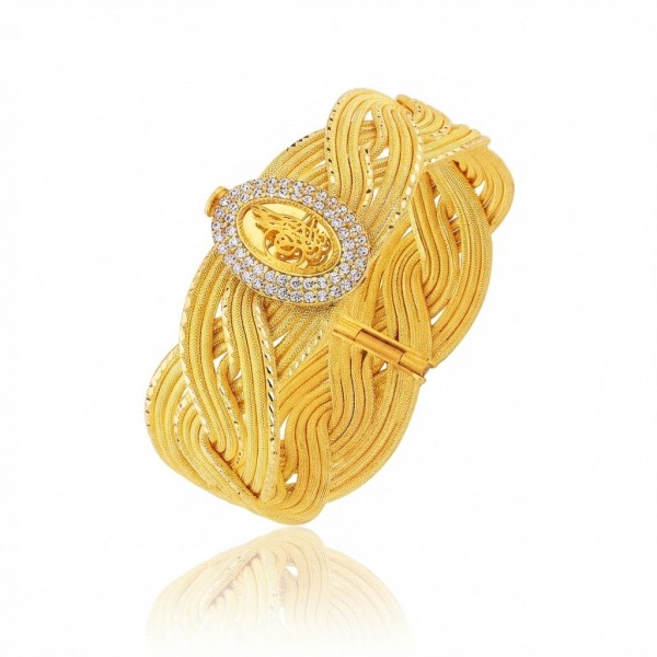 22 Ayar Altın İçiboş Örgü Fantezi Bilezik