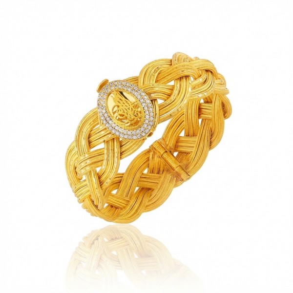 22 Ayar Altın İçiboş Örgü Fantezi Bilezik